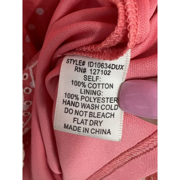 Pink Owl Womens Coral Polka Dot Sleeveless Pullover Tank Dress Size M Bow Back - Picture 7 of 8